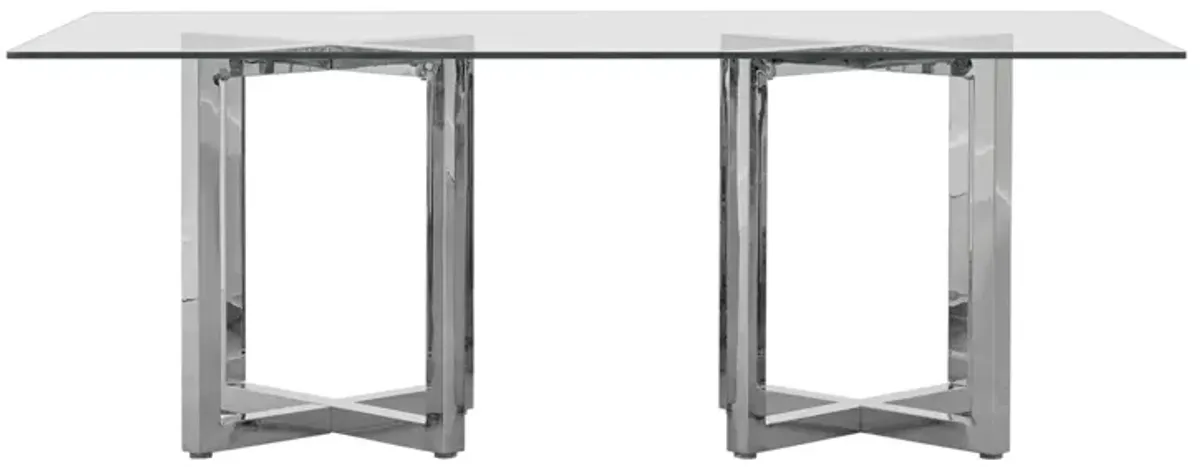 Amalfi Double Pedestal Glass Dining Table in Glass/Chrome by Bellanest