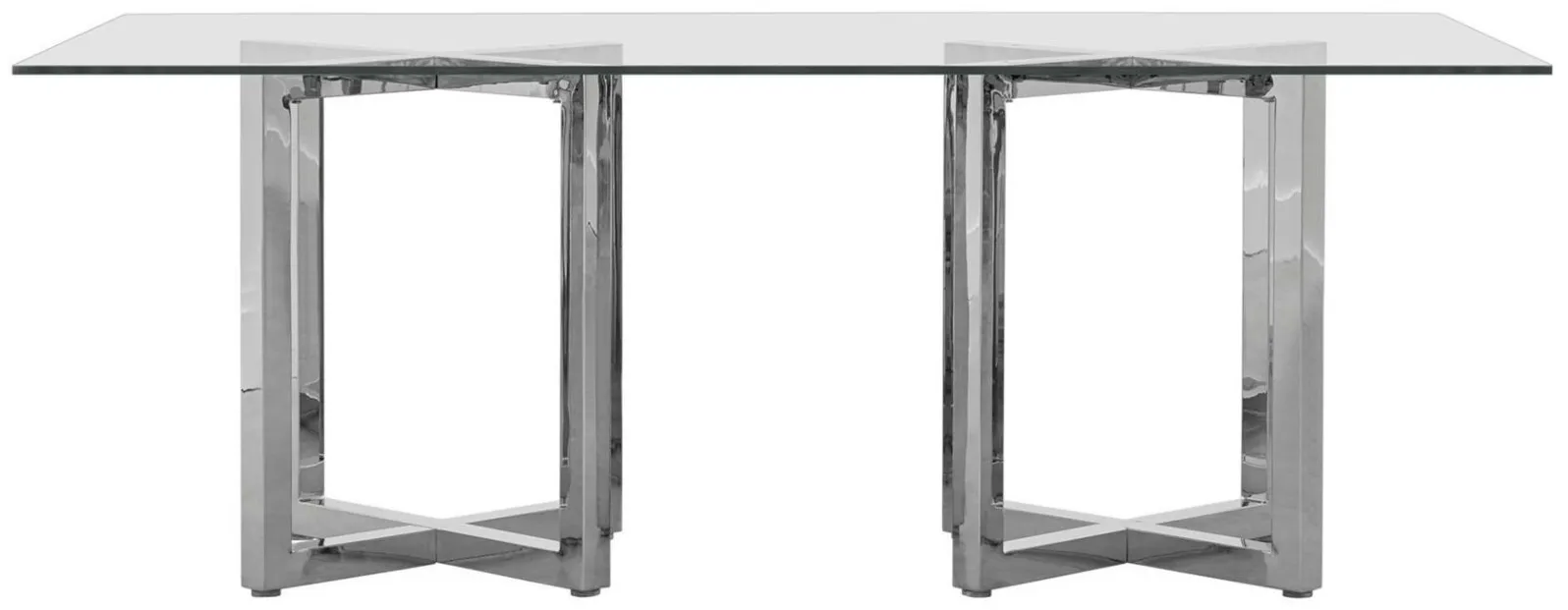 Amalfi Double Pedestal Glass Dining Table in Glass/Chrome by Bellanest