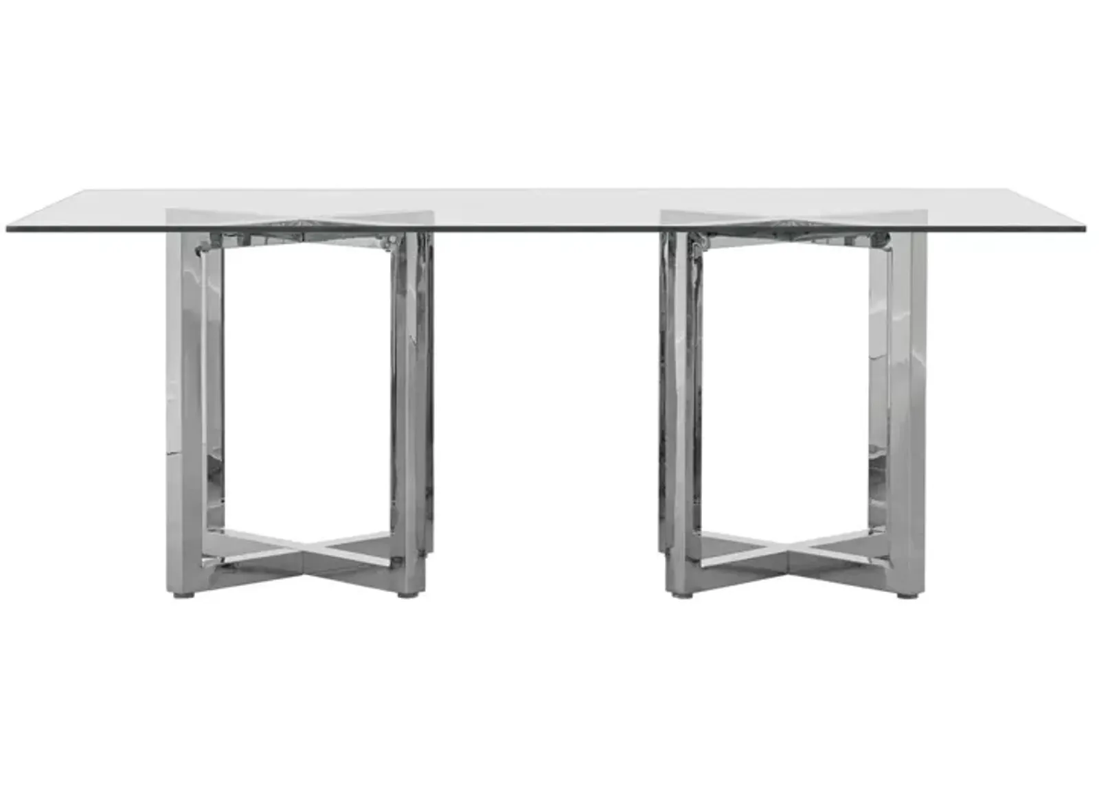 Amalfi Double Pedestal Glass Dining Table in Glass/Chrome by Bellanest