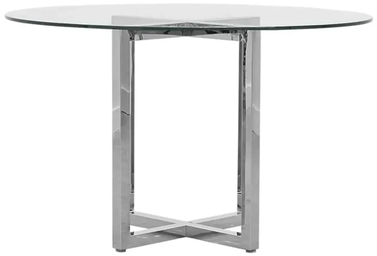 Amalfi Round Glass Pub Table in Glass/Chrome by Bellanest