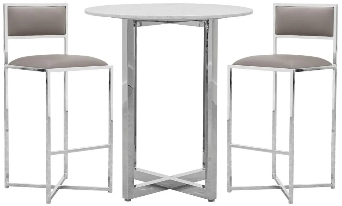 Amalfi Marble Bar Height Dining Table in Marble/Chrome by Bellanest