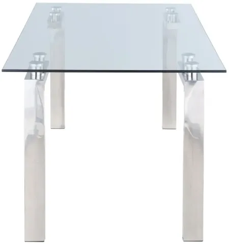 Cristina Glass Dining Table in Silver by Chintaly Imports
