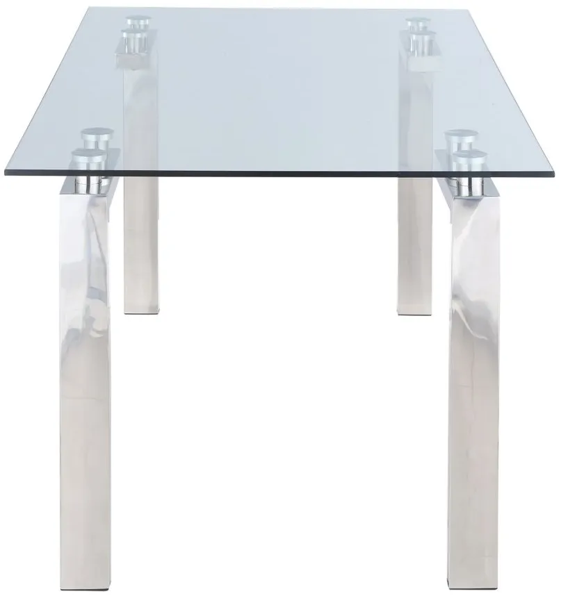 Cristina Glass Dining Table in Silver by Chintaly Imports