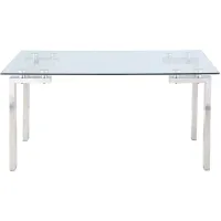 Cristina Glass Dining Table in Silver by Chintaly Imports