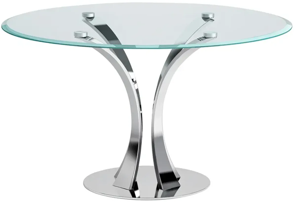 Rebeca Round Dining Table in Silver by Chintaly Imports