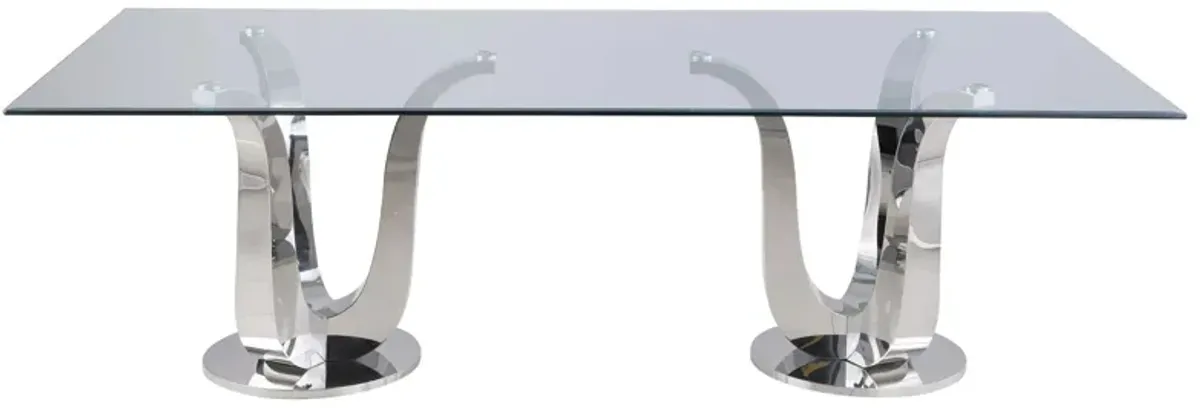 Adelle Dining Table in Silver by Chintaly Imports