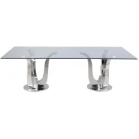 Adelle Dining Table in Silver by Chintaly Imports