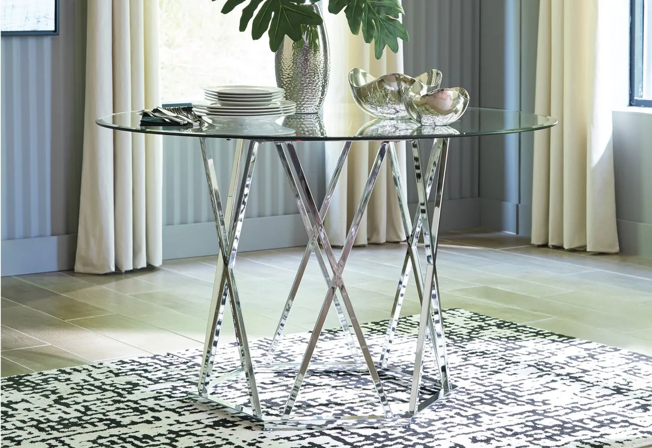 Madanere Dining Table in Chrome Finish by Ashley Furniture