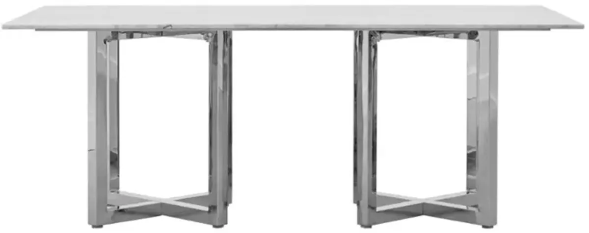 Amalfi Marble Double Pedestal Dining Table in Marble/Chrome by Bellanest