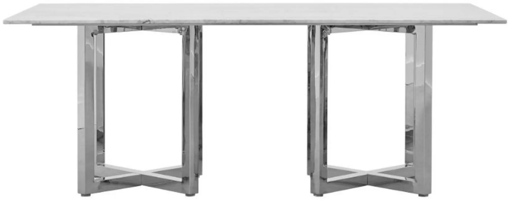 Amalfi Marble Double Pedestal Dining Table in Marble/Chrome by Bellanest