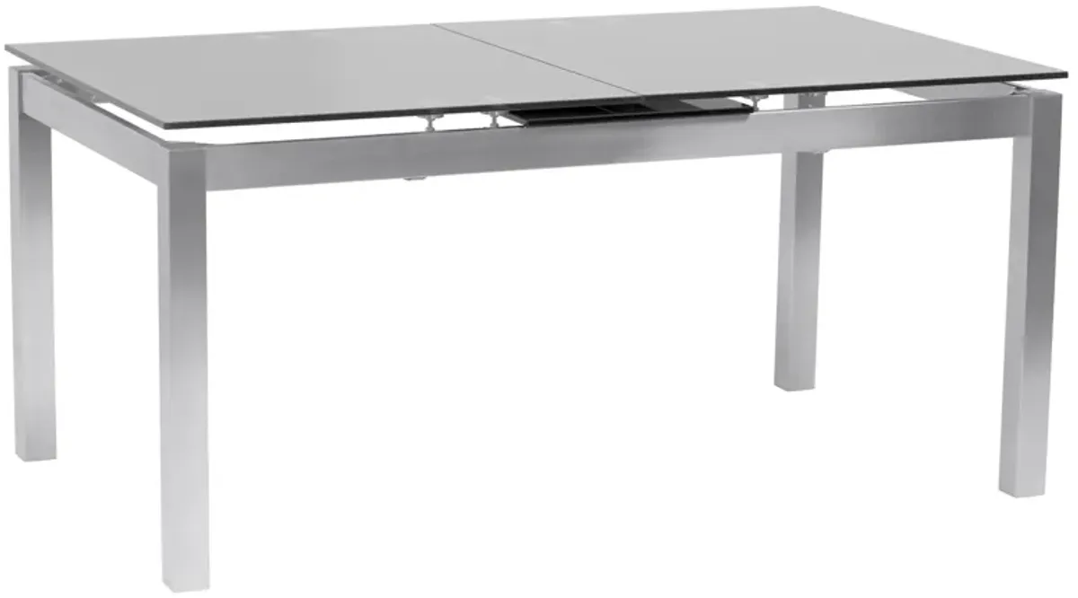 Ariel Dining Table w/ Leaf in Brushed Stainless Steel by Armen Living