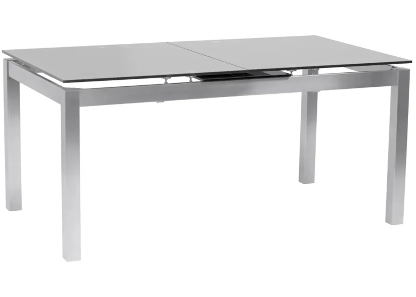 Ariel Dining Table w/ Leaf in Brushed Stainless Steel by Armen Living