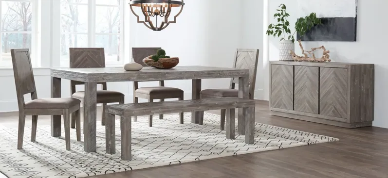 Herringbone Solid Wood Rectangular Dining Table