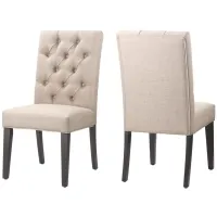 Kathryn Upholstered Parsons Dining Chair - Set of 2 in Toast Linen by Bellanest