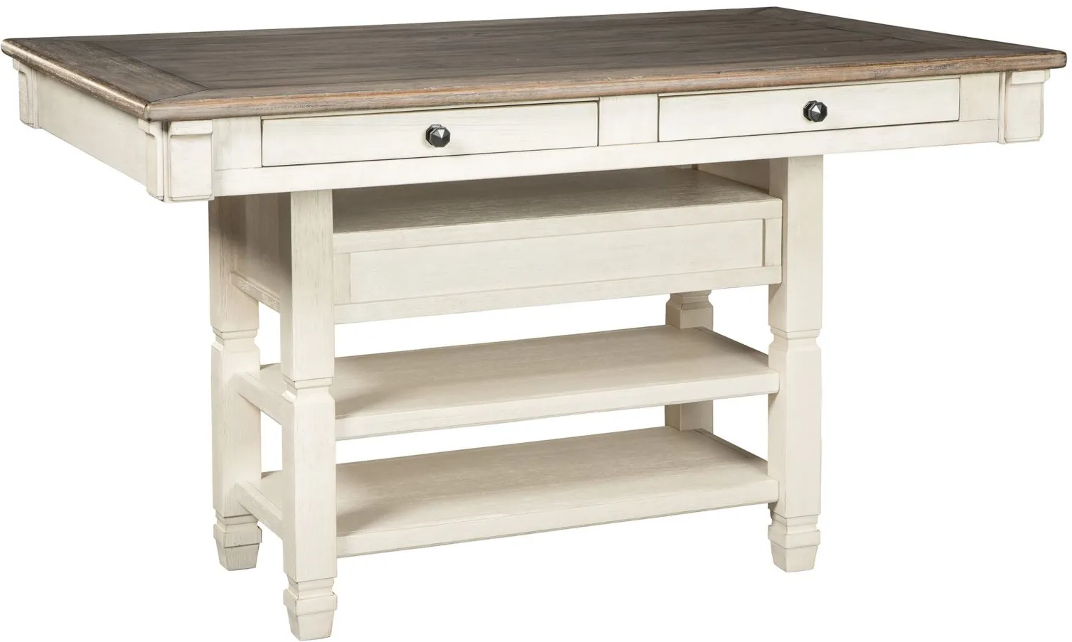 Aspen Counter-Height Dining Table w/ Wine Storage in Antique White by Ashley Furniture