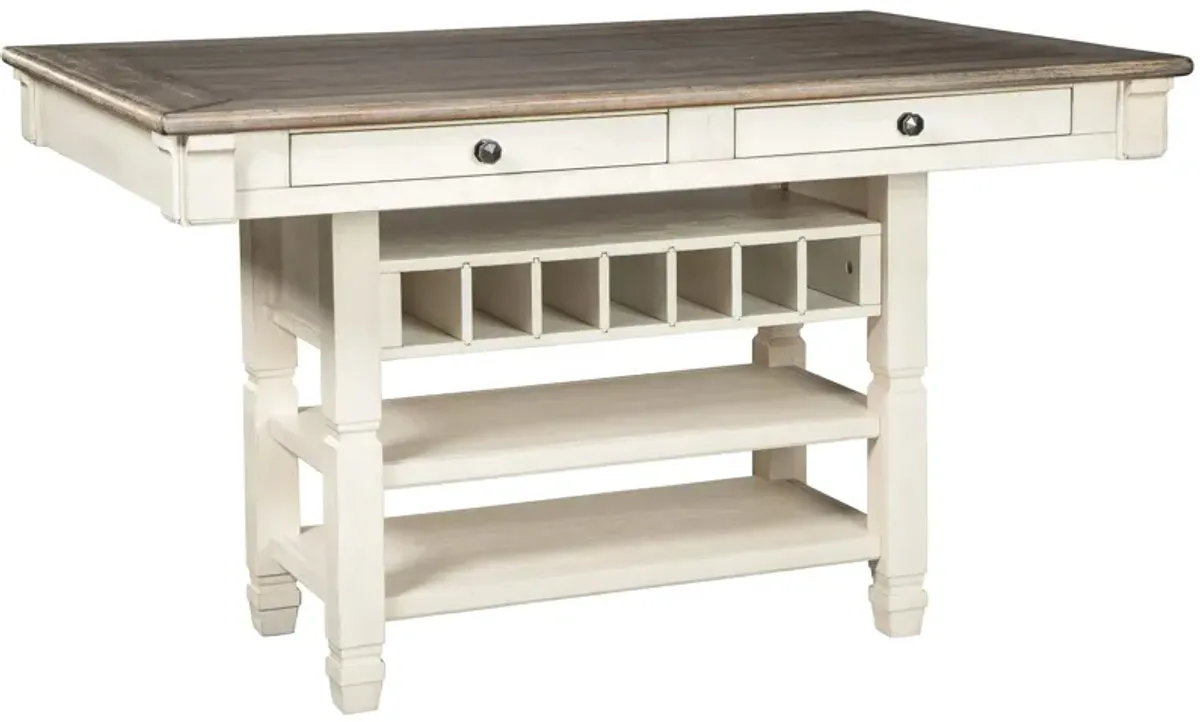 Aspen Counter-Height Dining Table w/ Wine Storage in Antique White by Ashley Furniture