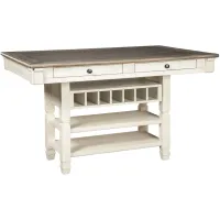 Aspen Counter-Height Dining Table w/ Wine Storage in Antique White by Ashley Furniture