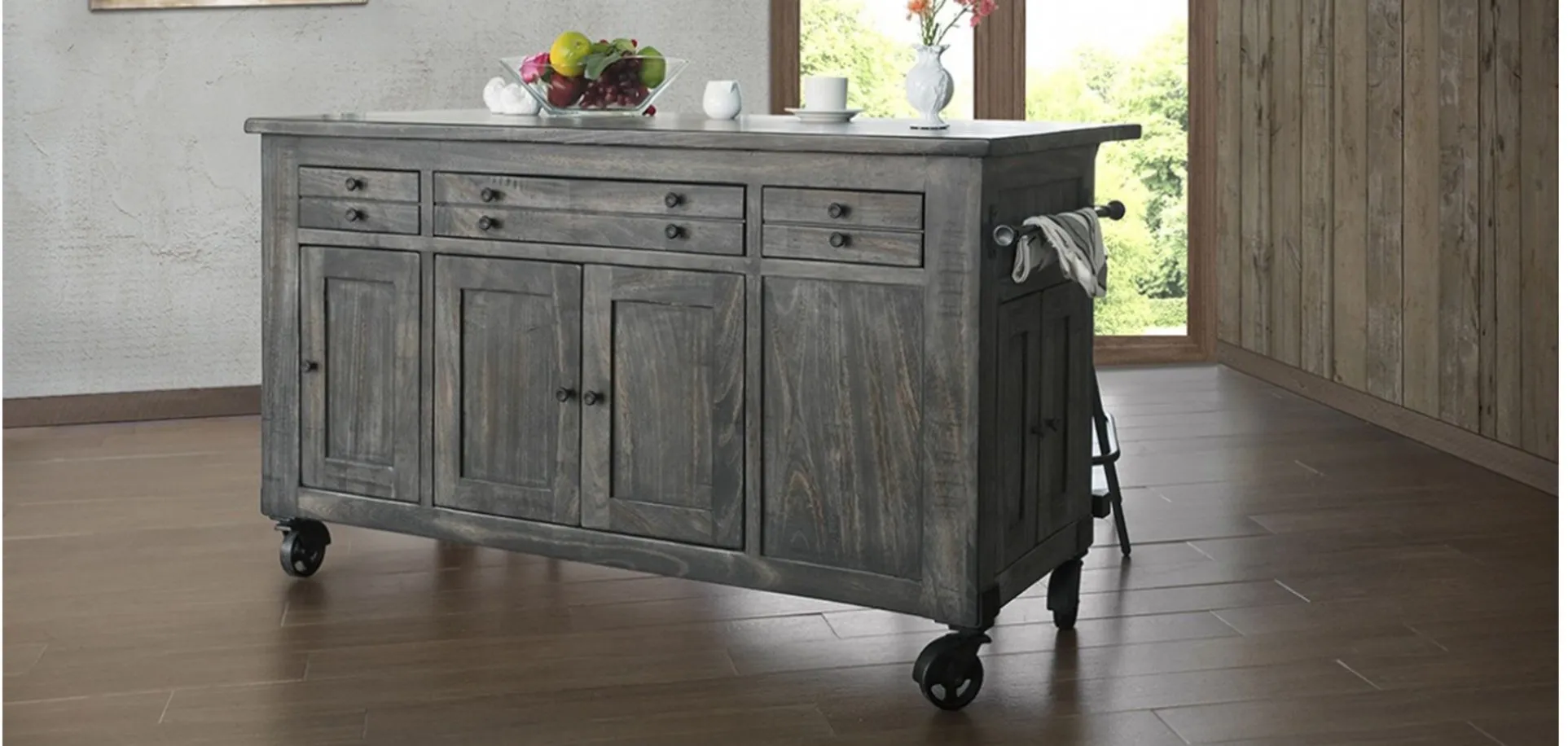 Moro Kitchen Island in Gray by International Furniture Direct