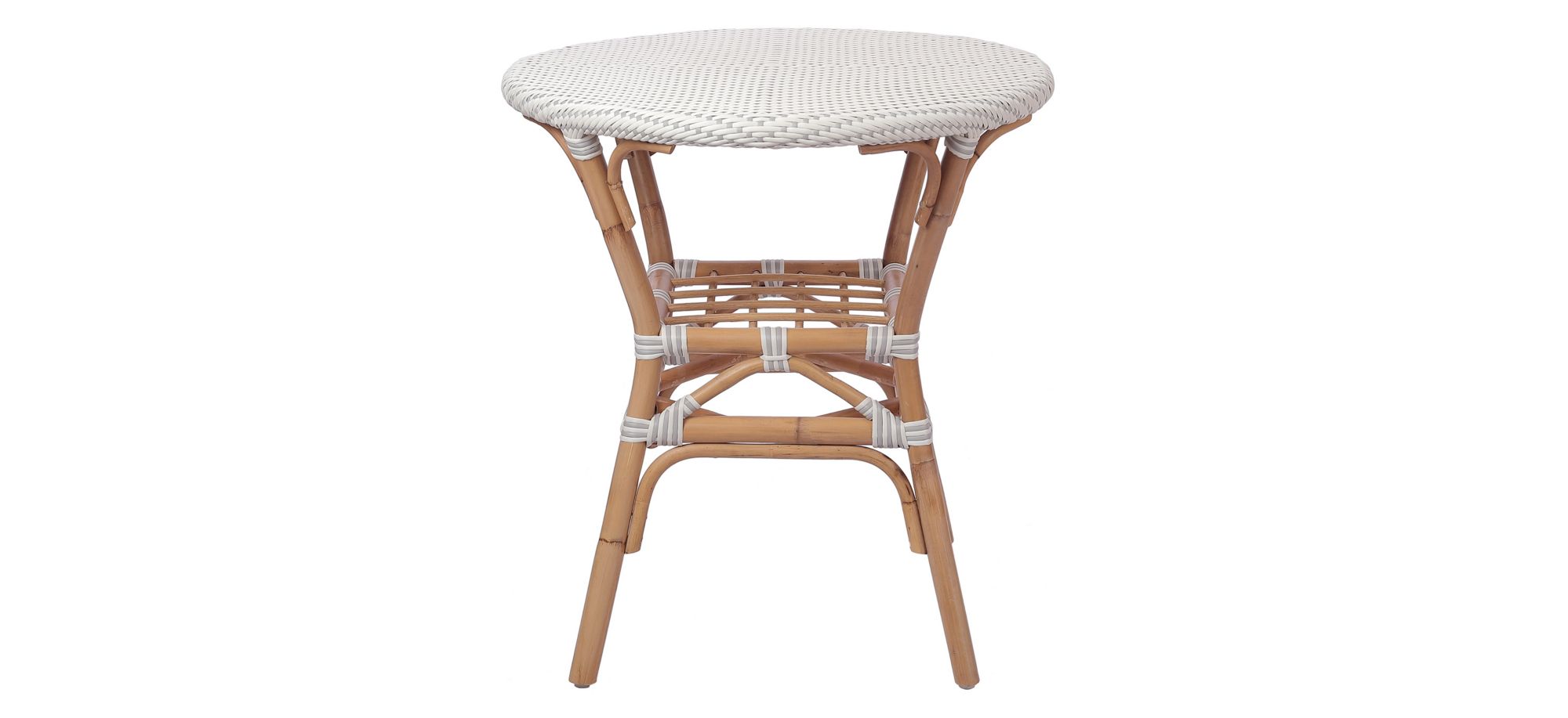 Orleans Paris Rattan Bistro Table in White/Gray by New Pacific Direct
