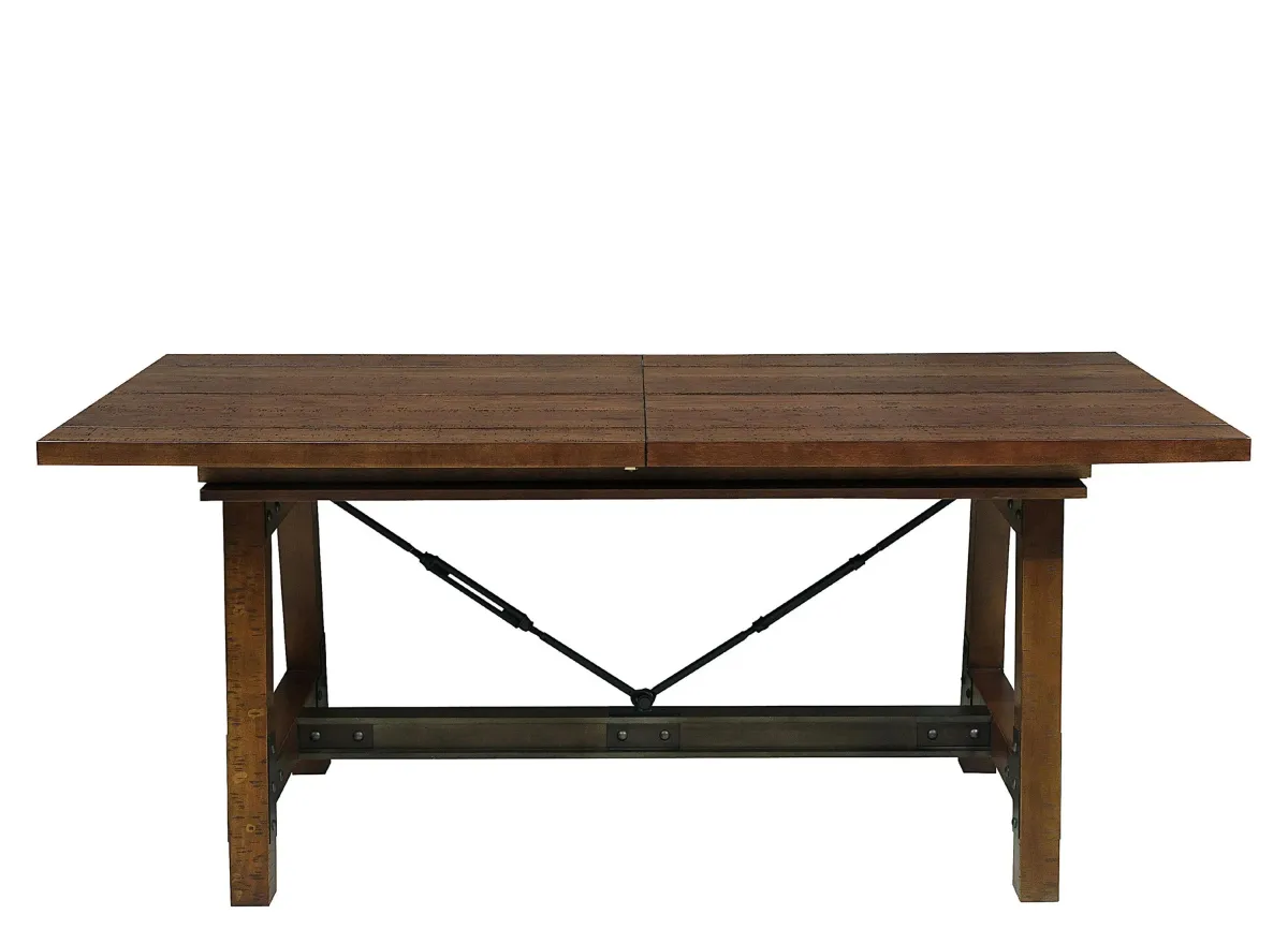 Dayton Dining Room Table in Rustic Brown with Gunmetal by Homelegance