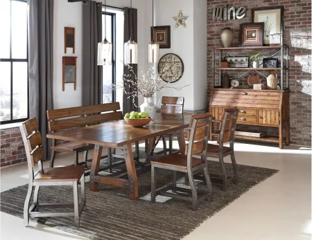 Dayton Dining Room Table in 2-Tone Finish (Rustic Brown & Gunmetal) by Homelegance