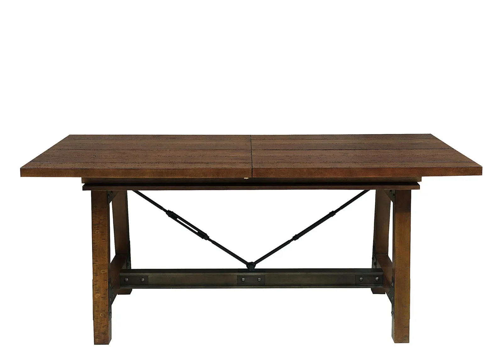 Dayton Dining Room Table in Rustic Brown with Gunmetal by Homelegance