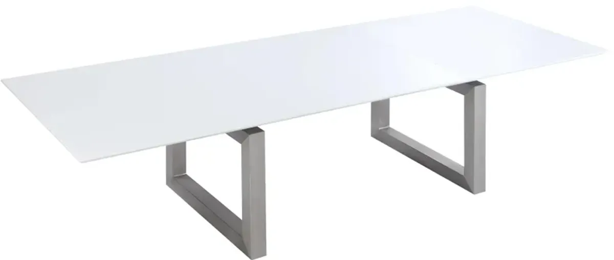 Ebony Dining Table in White and Silver by Chintaly Imports