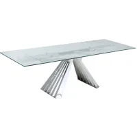 Dominique Dining Table in Silver by Chintaly Imports