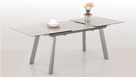 Eleanoir Dining Table in Beige and Silver by Chintaly Imports