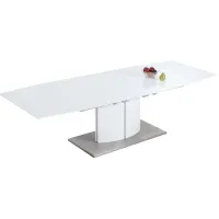 Elizabeth Dining Table in White and Silver by Chintaly Imports