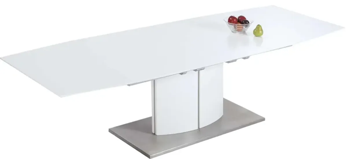 Elizabeth Dining Table in White and Silver by Chintaly Imports