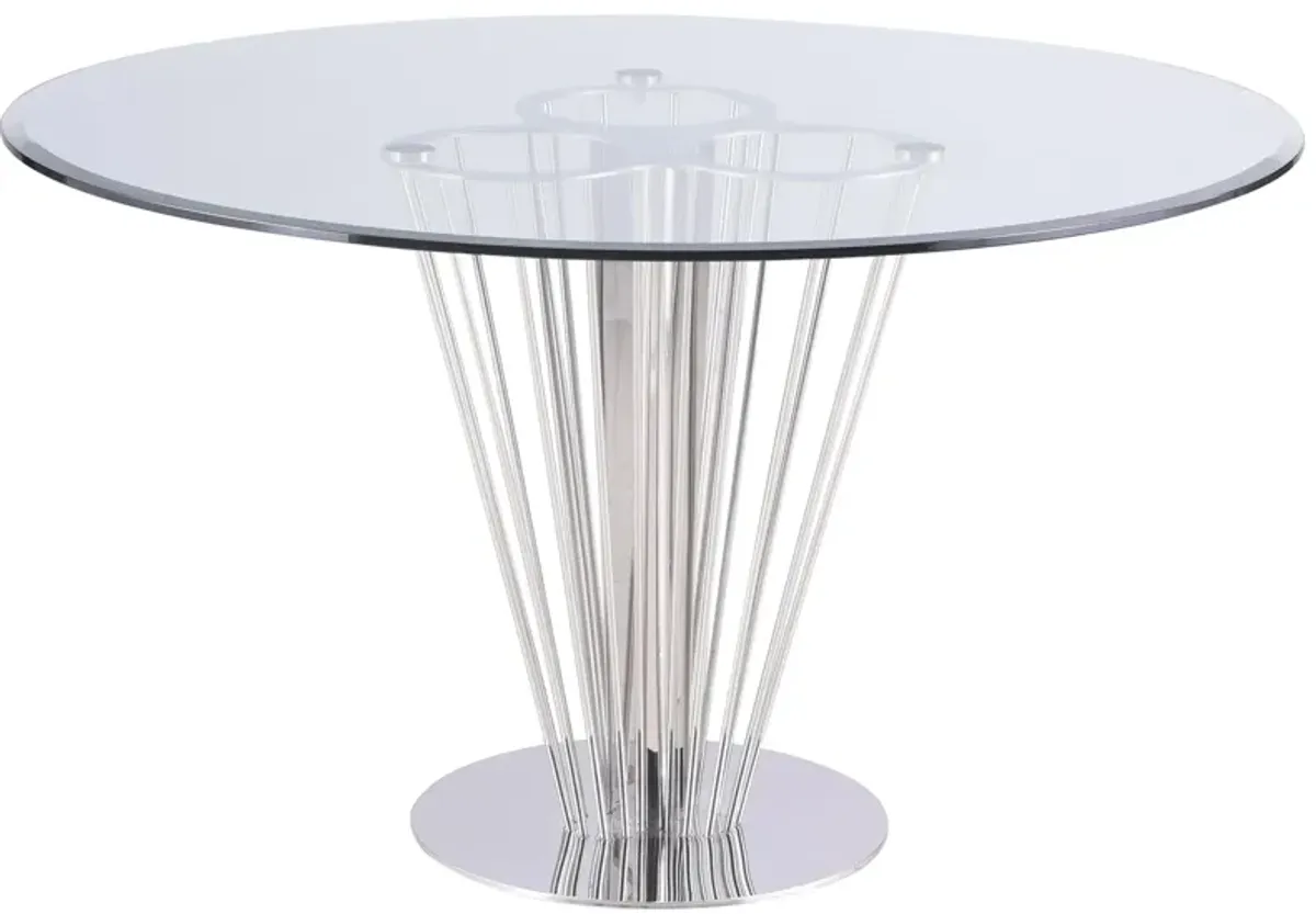 Fernanda Round Dining Table in Silver by Chintaly Imports