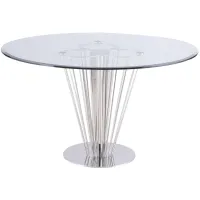 Fernanda Round Dining Table in Silver by Chintaly Imports