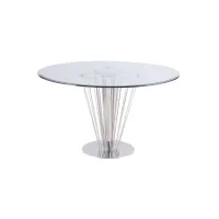 Fernanda Round Dining Table in Silver by Chintaly Imports