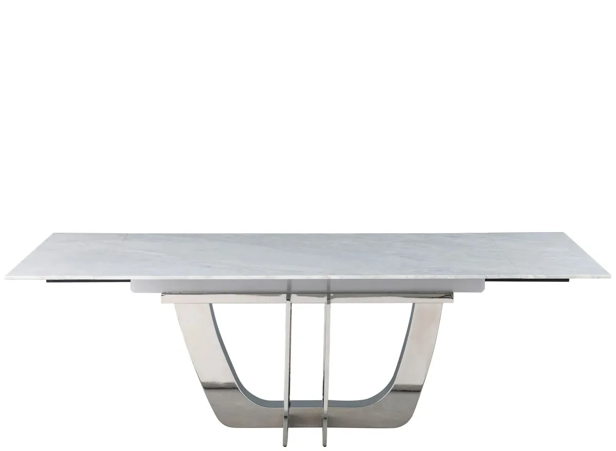 Joy Dining Table in Marble and Silver by Chintaly Imports