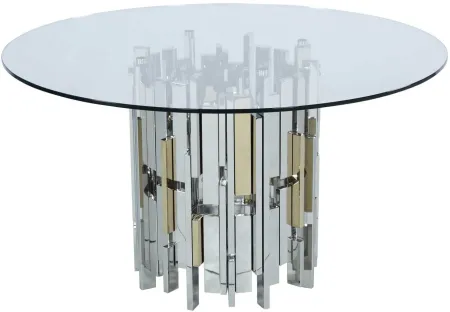 Verono Dining Table in Silver by Chintaly Imports