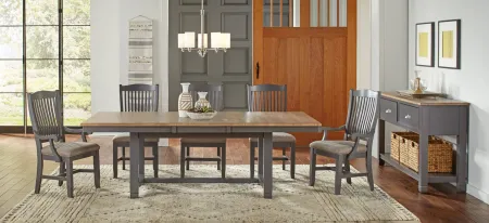 Port Townsend Rectangular Trestle Single Leaf Dining Table in Gull Gray-Seaside Pine by A-America