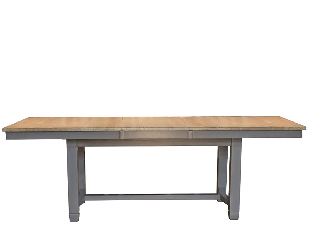 Port Townsend Rectangular Trestle Single Leaf Dining Table in Gull Gray-Seaside Pine by A-America