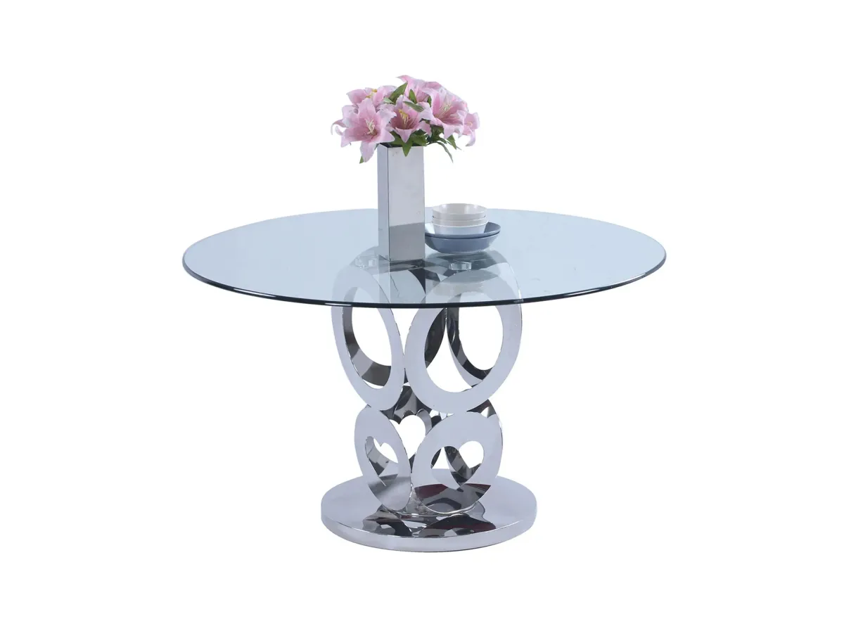 Raegan Dining Table in Silver by Chintaly Imports