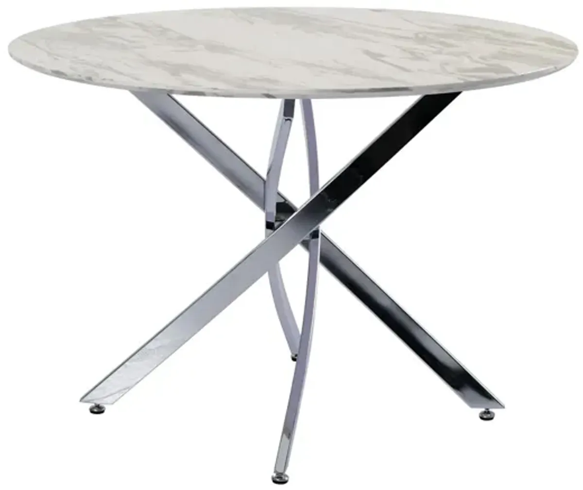 Shandra Dining Table in Gray and Silver by Chintaly Imports