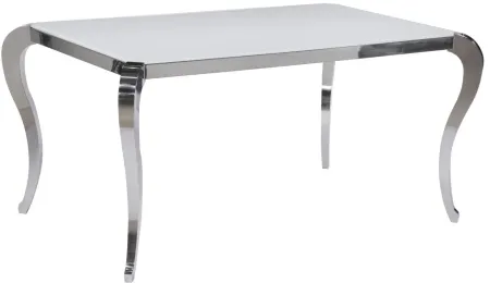 Teresa Dining Table in White and Silver by Chintaly Imports