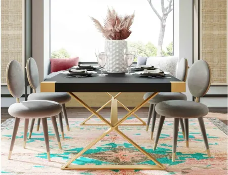 Adeline Lacquer Dining Table in Gold, Black by Tov Furniture