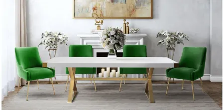 Adeline Lacquer Dining Table in Gold,White by Tov Furniture