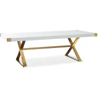 Adeline Lacquer Dining Table in Gold,White by Tov Furniture