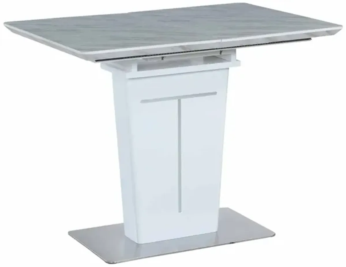 Gwen Counter-Height Dining Table in White and Silver by Chintaly Imports