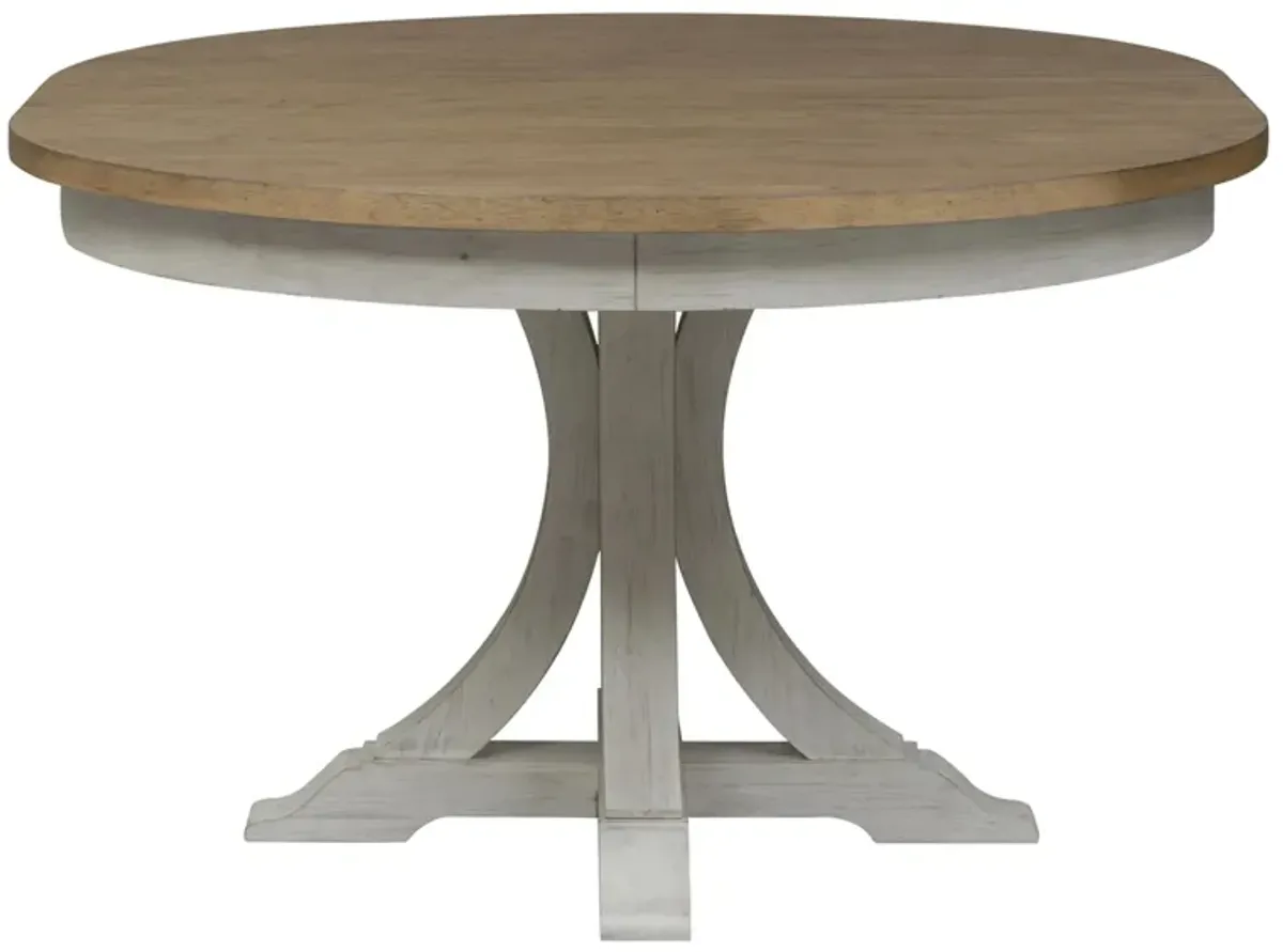 Farmhouse Reimagined Pedestal Dining Table w/ Leaf in White by Liberty Furniture