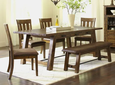 Cannon Valley Trestle Dining Table in Brown / Distressed Medium Brown by Jofran