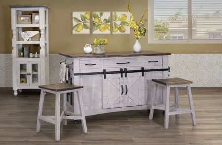 Pueblo 3 Drawers and 6 Doors Kitchen Island in Light Gray by International Furniture Direct