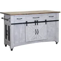 Pueblo 3 Drawers and 6 Doors Kitchen Island in Light Gray by International Furniture Direct