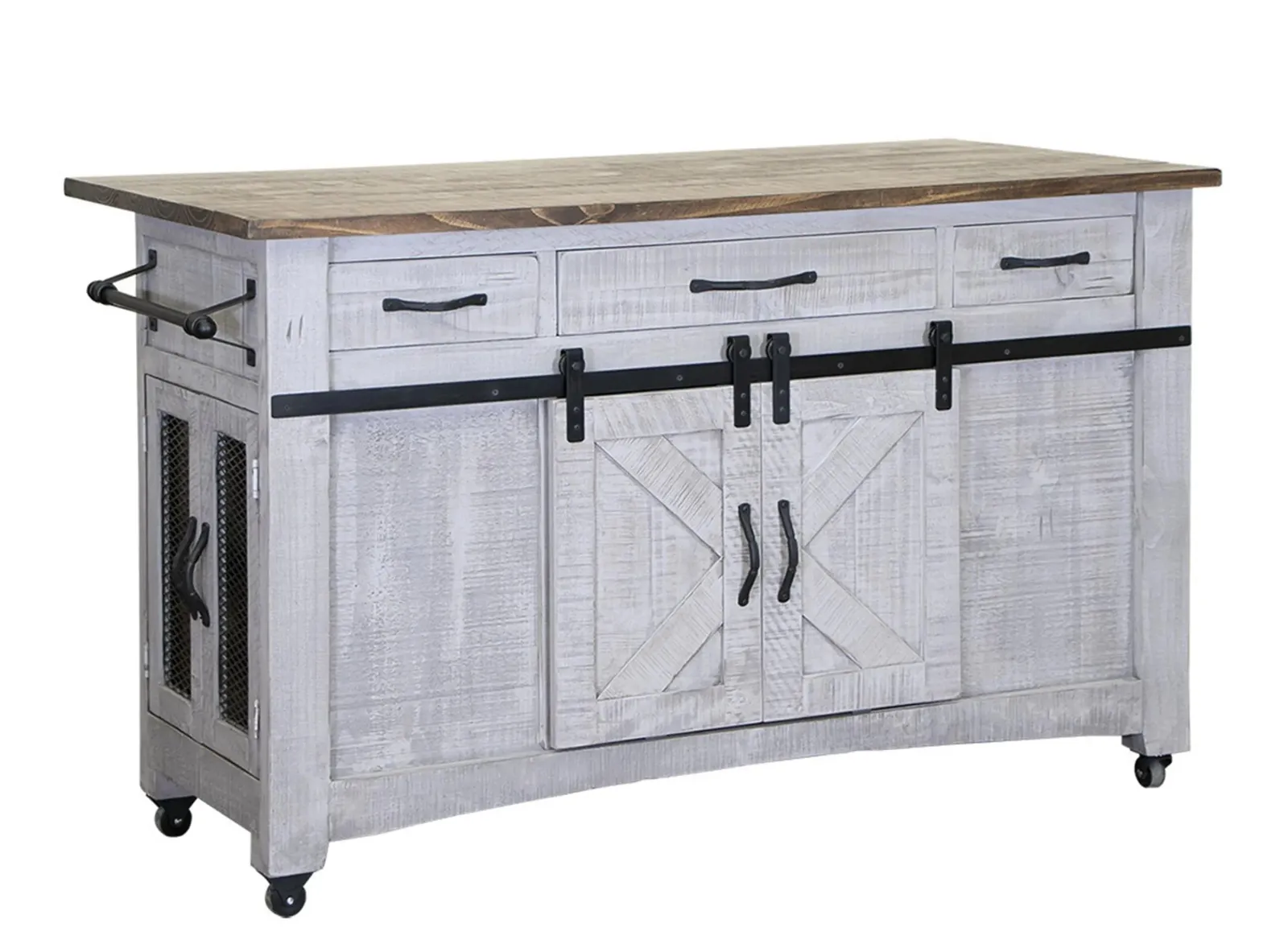 Pueblo 3 Drawers and 6 Doors Kitchen Island